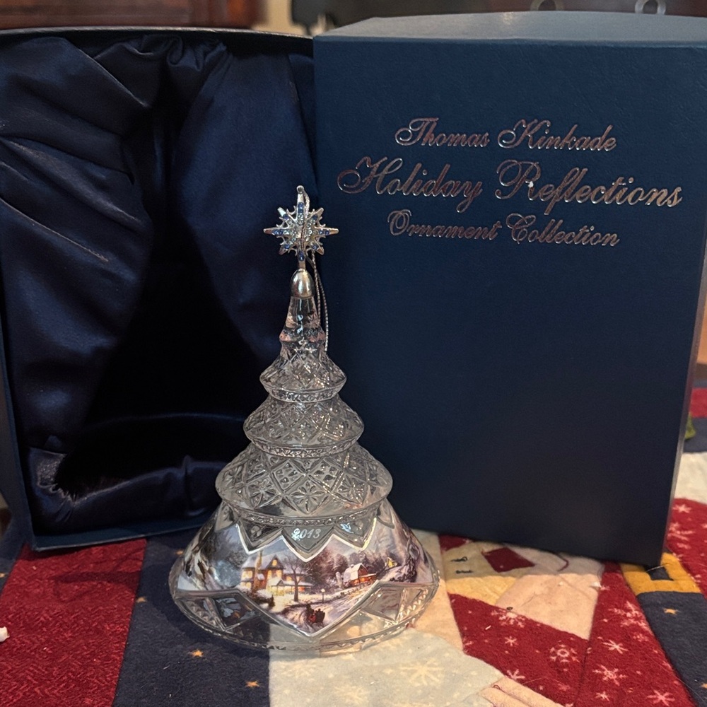 Thomas Kinkade Silver and Blue Holiday Ornament